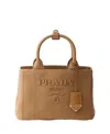 Prada Small Embroidered Cotton Canvas Shoulder Bag