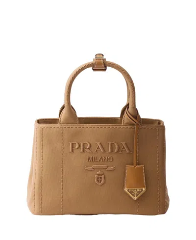 PRADA JARDINIERE SMALL COTTON CANVAS HANDBAG