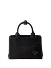 Prada Small Cotton Canvas Handbag In Schwarz