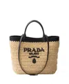 Prada Women Small Crochet And Leather Tote Bag