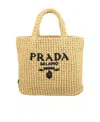 Prada Small Crochet Logo Handbag In Nude