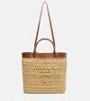 Prada Small Crochet Raffia-effect Tote Bag In Neutral