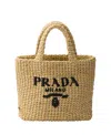 Prada Small Crochet Logo Handbag In Neutral