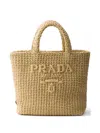 Prada Raffia Shoulder Bag Featuring Woven Texture In Neutral