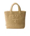 Prada Raffia Shoulder Bag Featuring Woven Texture In Neutral