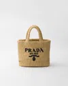 Prada Small Crochet Logo Handbag In Neutral