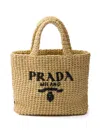 Prada Small Crochet Logo Handbag In Neutral