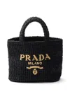 Prada Small Crochet Tote Bag In Black