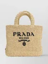 Prada Small Crochet Logo Handbag In Nude