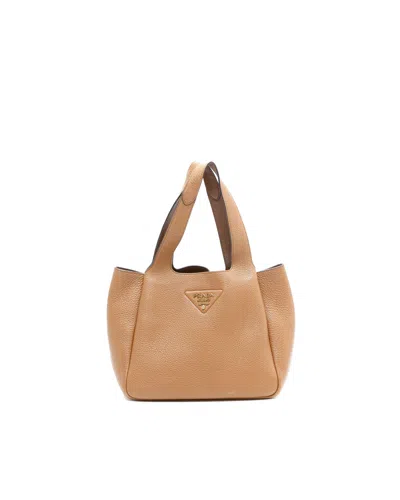 Prada Small Daino Dynamique Tote Bag In Brown