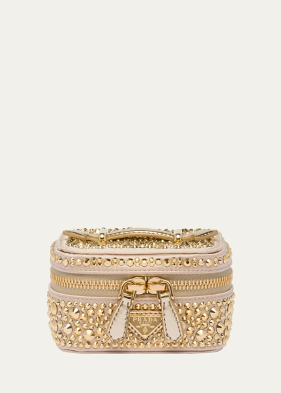 Prada Small Degrade Crystal Vanity Case In Gold