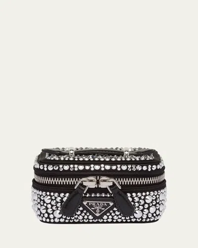 Prada Small Degrade Crystal Vanity Case In Metal