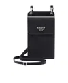 Prada Small Detachable Strap Leather Pouch In Black