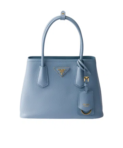 Prada Small Double Saffiano Shoulder Bag In Astral Blue