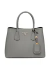 Prada Small Double Tote Bag In Gray