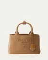 Prada Small Embroidered Cotton Canvas Shoulder Bag