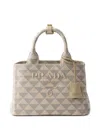 Prada Small Embroidered Tote Bag In Neutral