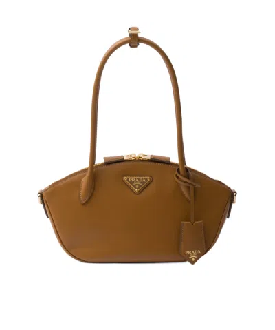 Prada Small Leather Handbag In Brown