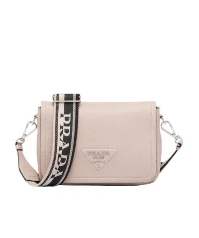 Prada Leather Shoulder Bag In Nude