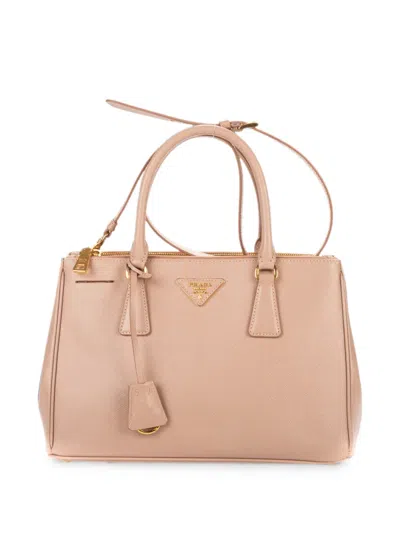 Pre-owned Prada Small Galleria Double-zip Tote Bag In Neutrals