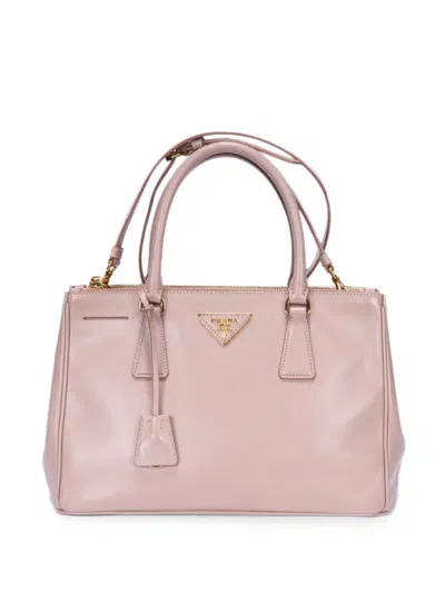 Pre-owned Prada Small Galleria Double-zip Tote Bag In Pink