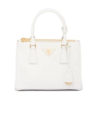 Prada Small Galleria Leather Tote Bag In White