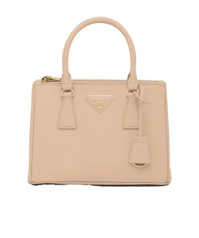 Prada Small  Galleria Saffiano Leather Bag In Sand Beige