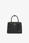 Prada Small Galleria Saffiano Leather Handbag In Black