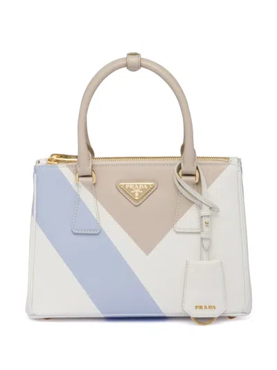 Prada Galleria Small Geometric-print Top-handle Bag In F0p09 Bianco Deserto
