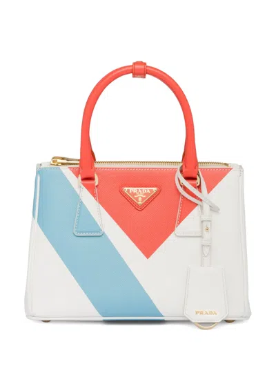 Prada Small Galleria Saffiano Leather Handbag In White