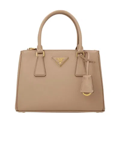 Prada Small 'galleria' Shoulder Bag In Nude