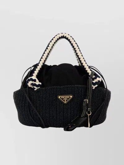 PRADA SMALL HANDBAG WITH BRAIDED HANDLES AND TEXTURE