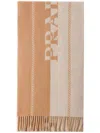 Prada Small Jacquard-logo Wool Scarf In Neutral
