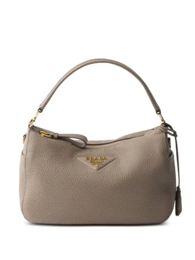 Prada Small Leather Bag In Neutral