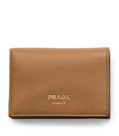 Prada Small Leather Wallet In Brown