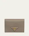 Prada Small Leather Bifold Wallet In F0jds Argilla 1