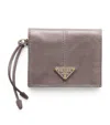 Prada Small Leather Bifold Wallet In Gray