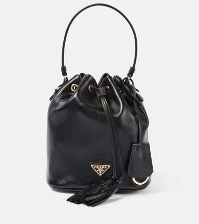 Prada Small Leather Bucket Bag In Black
