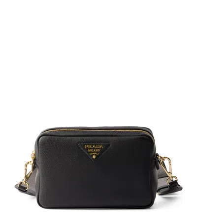 Prada Small Leather Cross-body Bag In Black