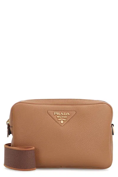 Prada Small Leather Crossbody Bag In Nude