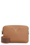 Prada Small Leather Crossbody Bag In Brown