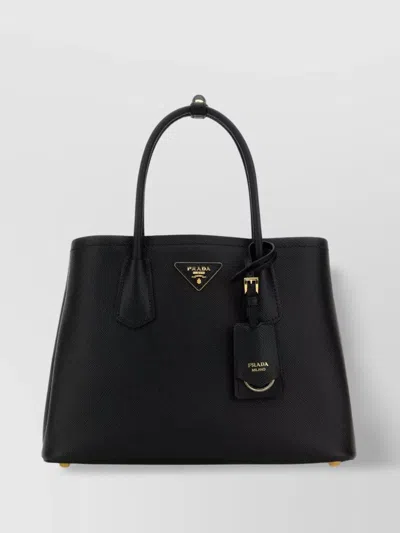 PRADA SMALL LEATHER DOUBLE HANDBAG