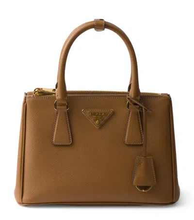 Prada Small Galleria Saffiano Leather Tote Bag In Braun