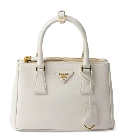 Prada Small Leather Galleria Top-handle Bag In White