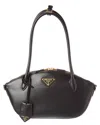 Prada Small Leather Handbag In Black