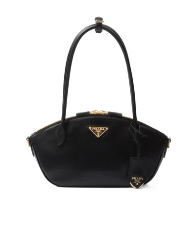 Prada Small Leather Handbag In Black