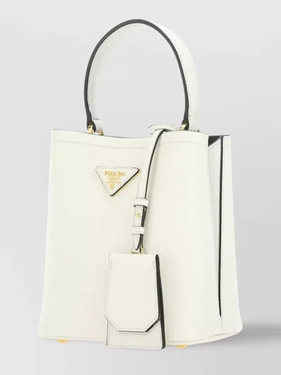Prada Small Leather Handbag Strap Adjustable In White