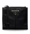 Prada Small Leather Press-stud Wallet In Black