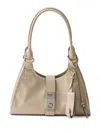 Prada Small Leather Push-lock Tote Bag In Neutral