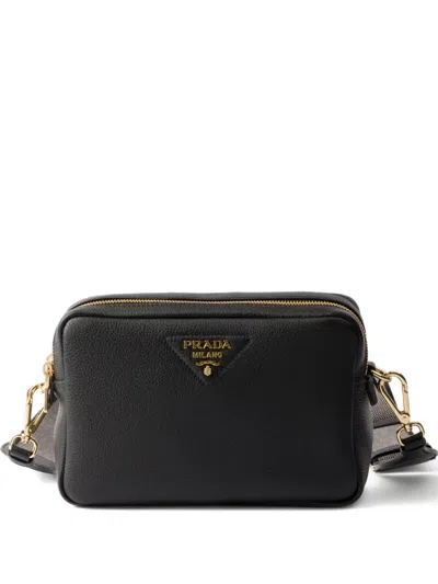 Prada Nylon Camera Bag With Leather Detailing In Black